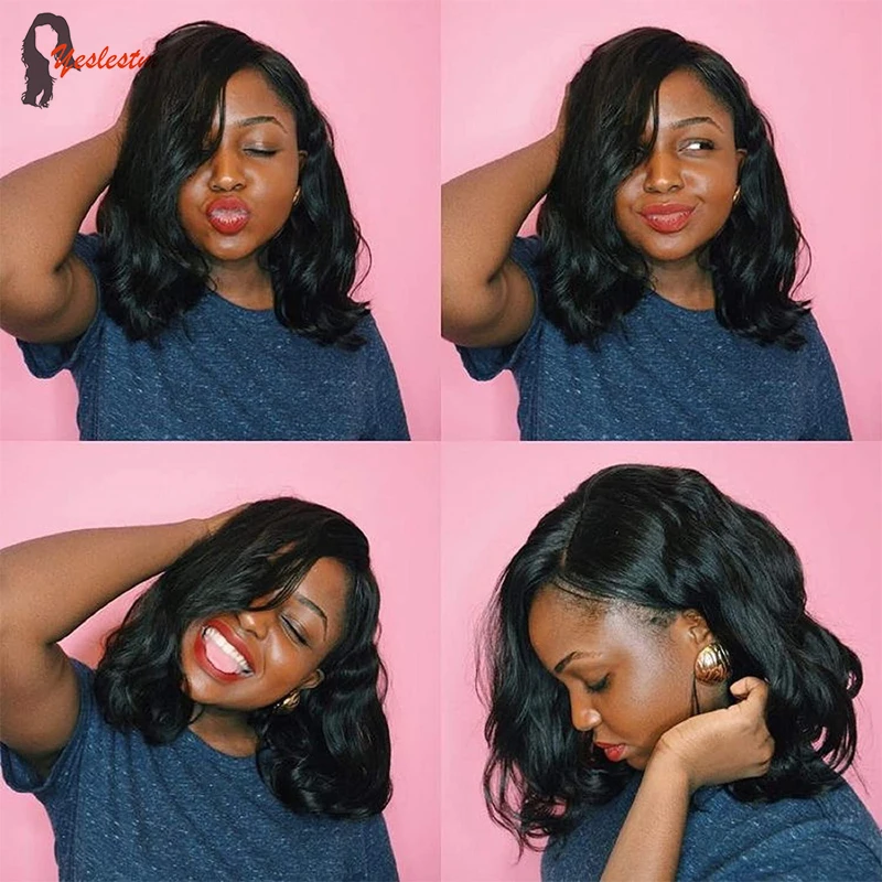 

Yeslestm Body Wave Short Bob Wig Lace Front Human Hair Wigs Brazilian 13x4 Closure Front wig For Black Women Ocean Wave Bob Wigs