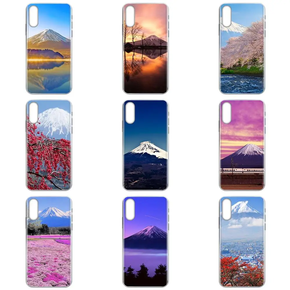 Для Xiaomi Redmi Mi 4 7A 9T K20 CC9 CC9e Note 7 8 9 Y3 SE Pro Prime Go Play мягкий узор вишневые цветы Mount Fuji