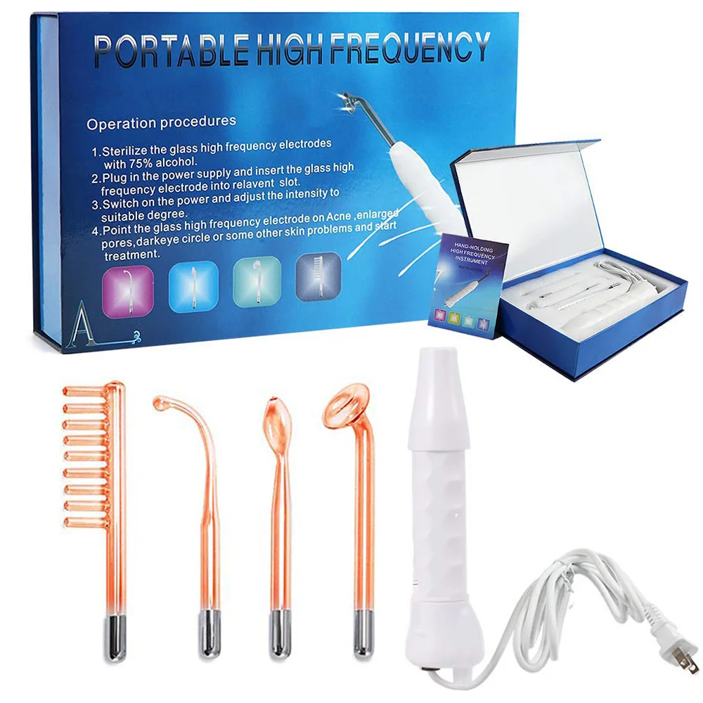 

Portable Electrode High Frequency Facial Beauty Machine Electrotherapy Wand Glass Tube Face Cleansing Skin Tightening Device