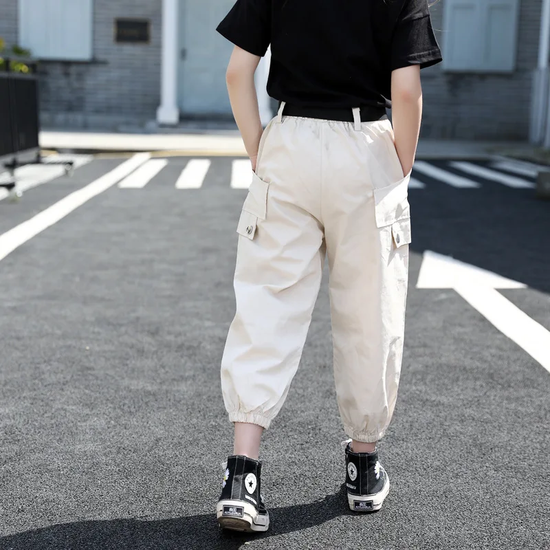 Летняя одежда для девочек Однотонная рубашка + штаны костюм из 2 предметов