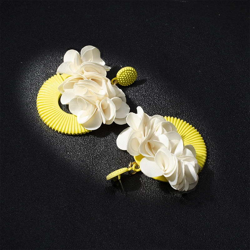 

Aprilwell Ins Yellow Flower Pendant Earrings For Women 2021 Korean Style Designer Drop Y2k Statement Jewelry Gift E Girl Friend