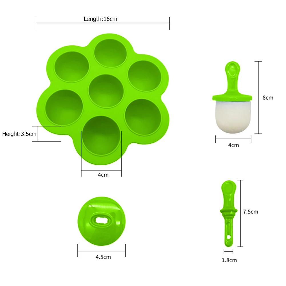 

7 Holes Silicone DIY Ice Cream Mold Durable Classic Texture Creative Design Summer Ice Cube Popsicle Lolly Maker Mould