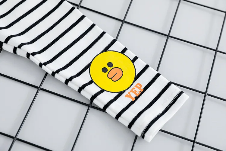 Осенний костюм для новорожденных с героями мультфильмов толстовка с капюшоном+ леггинсы в полоску комплект из 2 предметов для маленьких девочек повседневный комплект одежды для малышей возрастом от 1 года до 3 лет