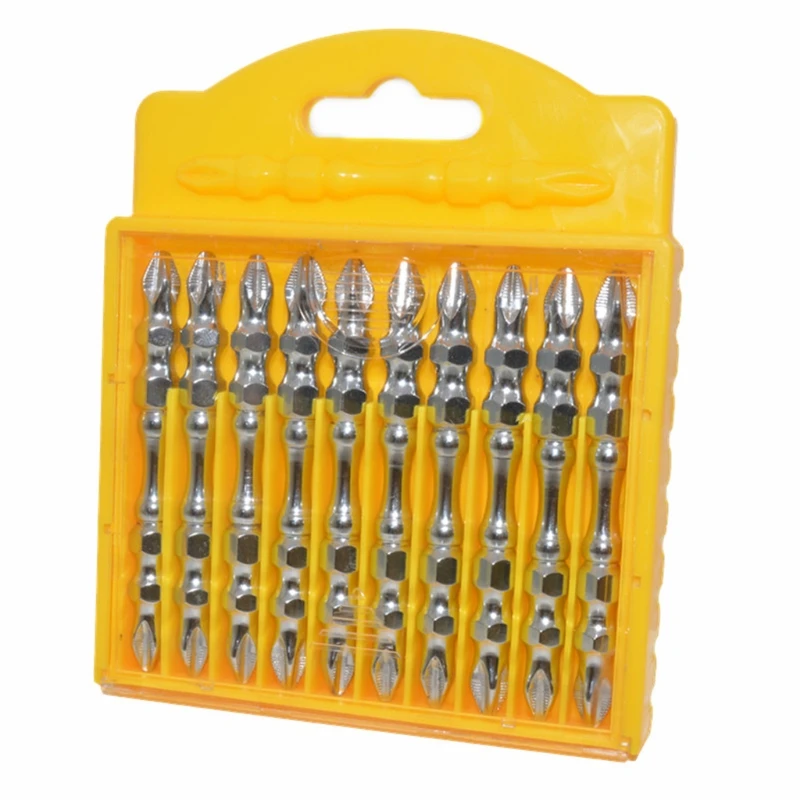 

10pcs 65mm Screwdriver Bit Set Phillips Double Head PH2 Magnetic Bits 1/4'' Hex