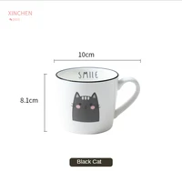 ceramic mug creative couple mug kitten cartoon coffee cups cute home personality trend breakfast cups with spoon handgrip