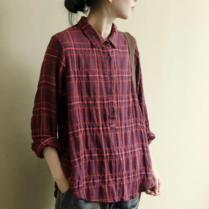 Женская рубашка Johnature с длинным рукавом и отложным воротником универсальная