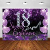 18th birthday backdrop custom purple balloon princess woman party photographic vinyl photography background photozone decor