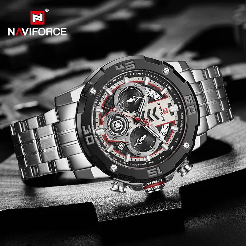 

NAVIFORCE Mens Military Watches Luxury Quartz Wristwatch Date and Day Display Waterproof Steel Sports Watch Relogio Masculino