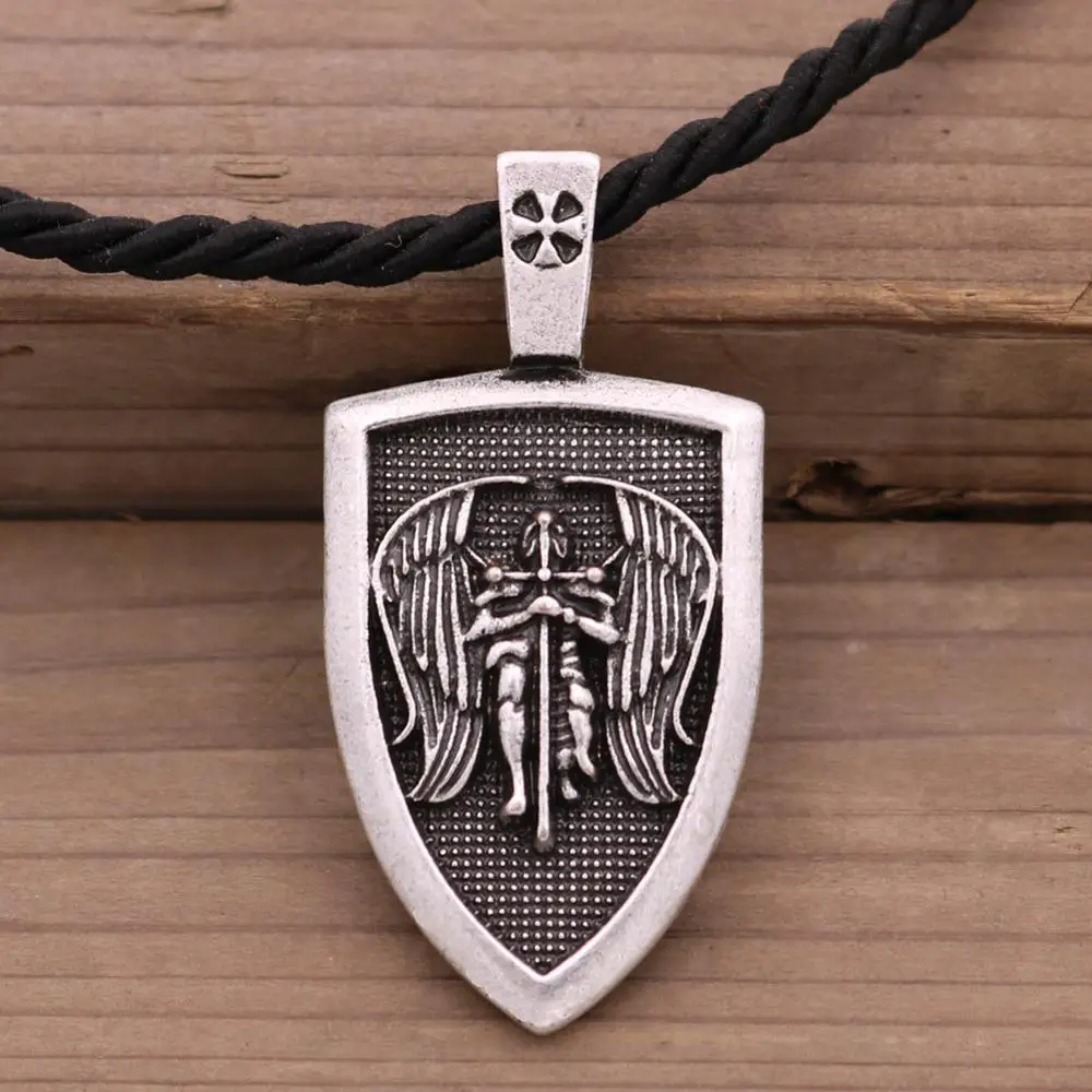 Goth St. Майкл защитит меня амулет Saint Shield талисман Подвеска Ожерелье Jwelry для женщин