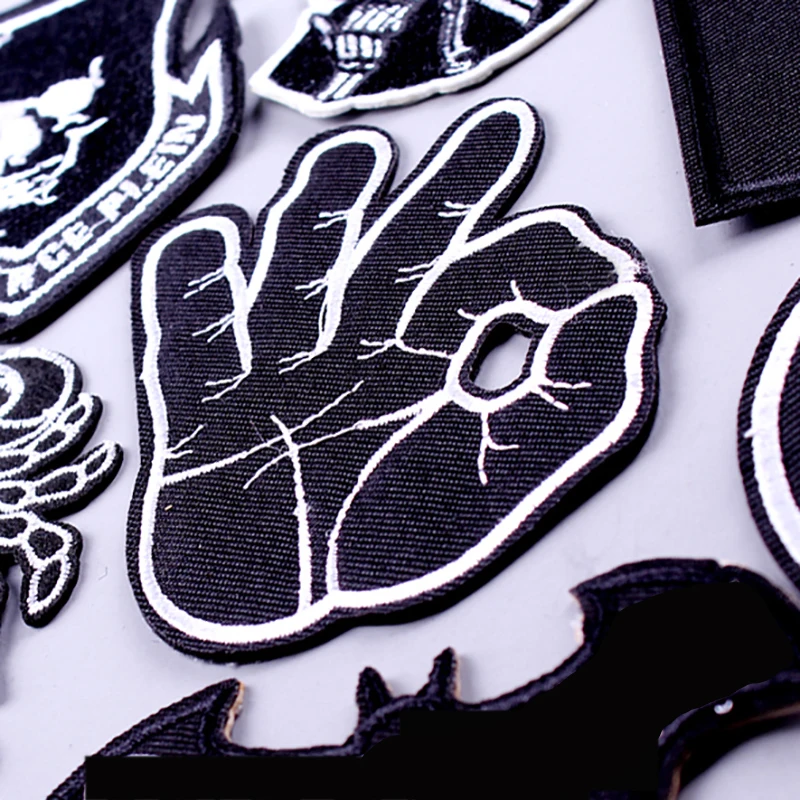 

Pulaqi Skull Punk Rock Band Patches for Clothing DIY Embroidered Iron On Patches On Clothes Hip-hop Badges For Sticker Applique