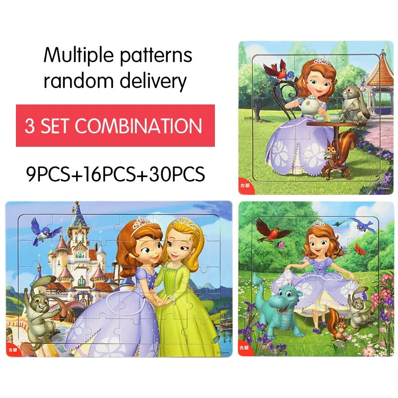 Деревянные головоломки disney 9 шт.+ 16 шт.+ 30 шт. Комбинированная деревянная рамка головоломка с рисунками детская головоломка - Цвет: Color1