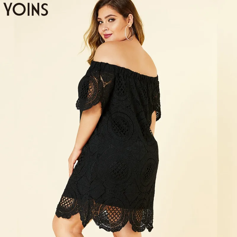 Женское кружевное мини платье YOINS размера плюс элегантные вечерние платья с