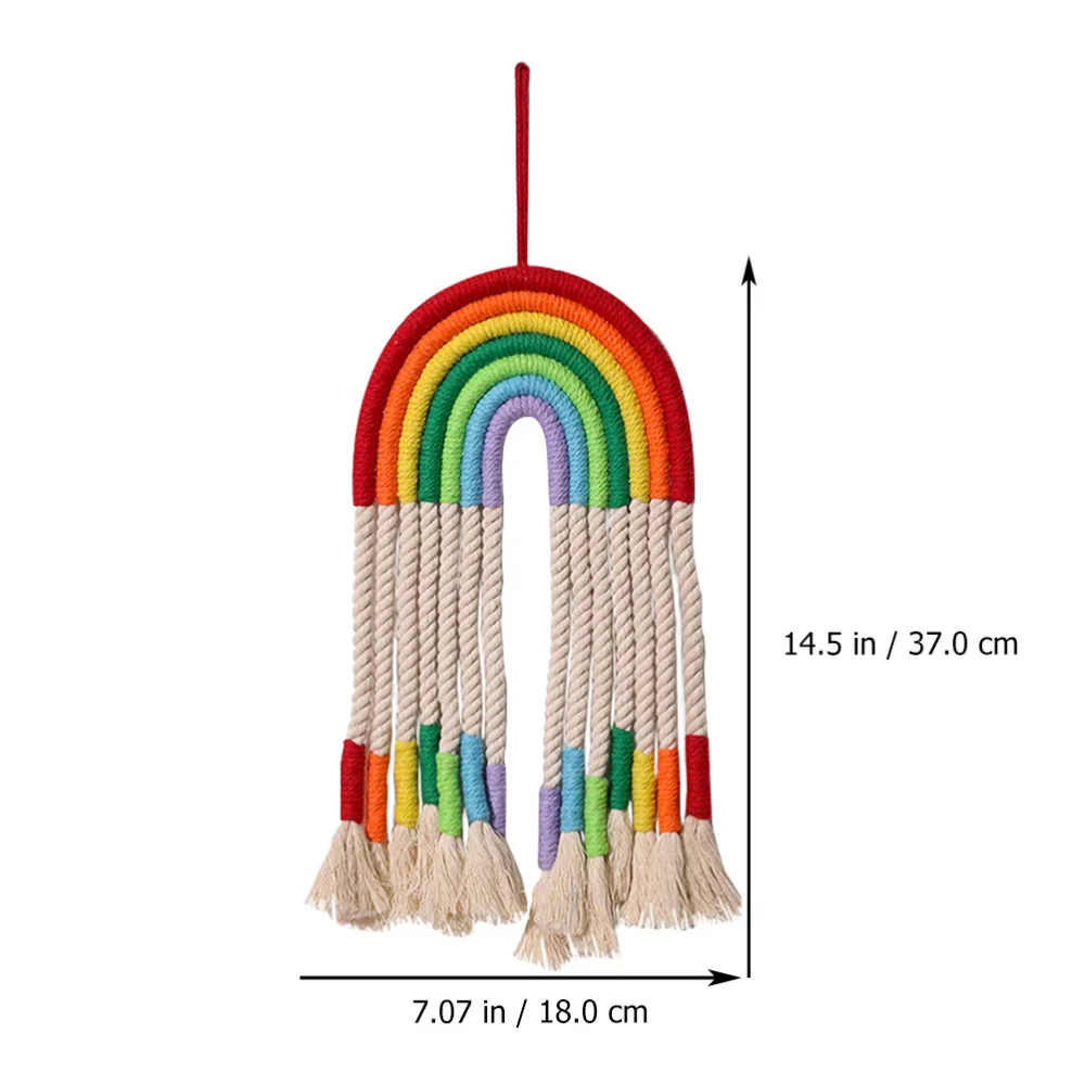 

1Pc Christmas Home Hanging Blanket Colorful Rainbow Pendant Woven Tassel Decor