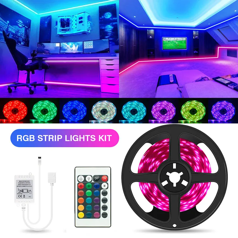 Flexível da Fita da Lâmpada do Diodo Emissor de Luz da Iluminação da Decoração Luz de Fundo da Tevê para a Festa do Festival Diodo Conduzida 5050 Smd 3m 5m 10m – Luz Rgb