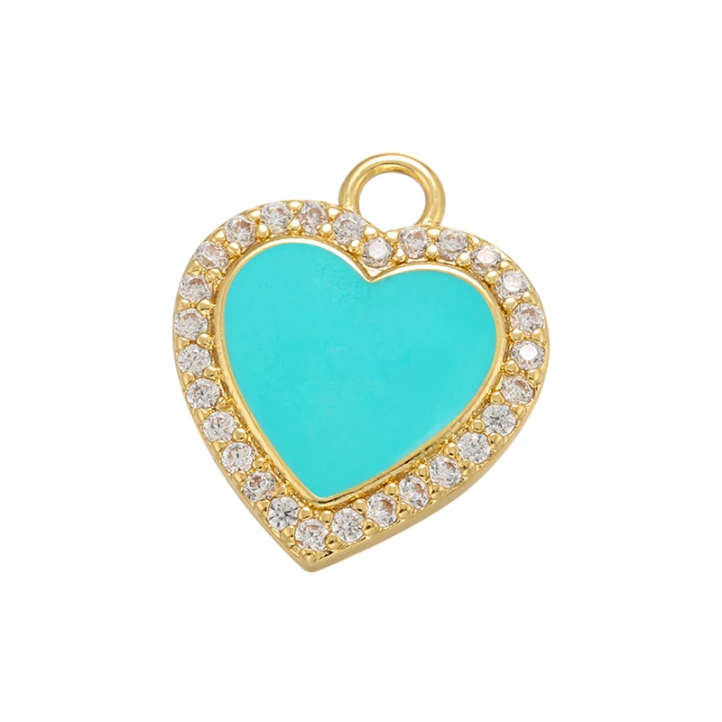 ZHUKOU gold color Enamel heart Pendant Small charms for Handmade Necklace Earrings Jewelry Accessories Wholesale VD966 |