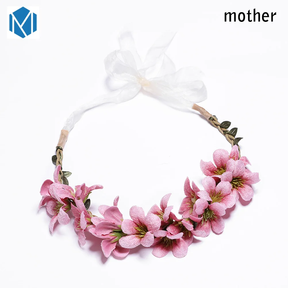 Mommy-B Милый венок для мамы и детей, Цветочная корона, Цветочная повязка на голову, свадебные повязки на голову, гирлянды для девочек, цветочная гирлянда, сладкая принцесса, Wianek Kwiatowy - Цвет: Mommy-B