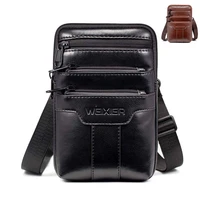 leather male waist pack phone pouch bags multi pocket waist bag mens small bags chest shoulder belt bag back pack adjustable