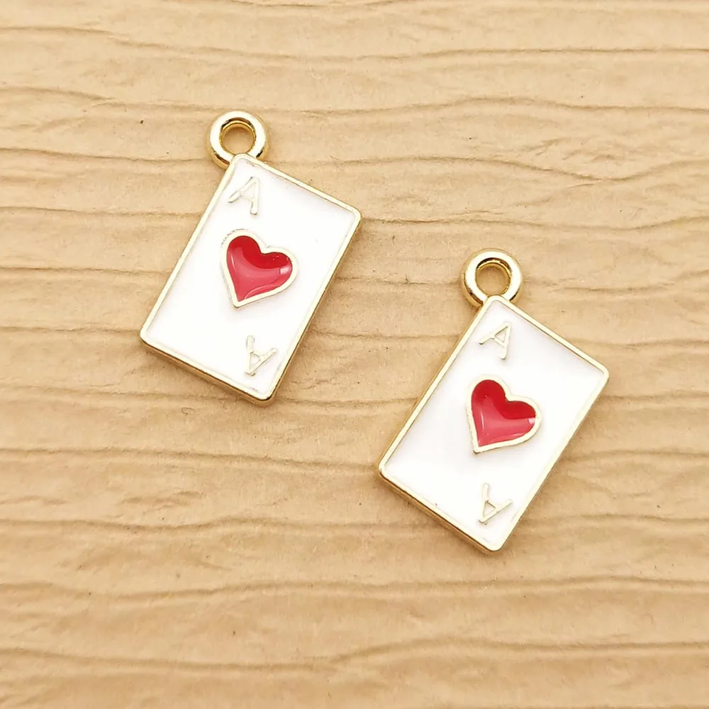 

10pcs 8x15mm enamel poker charm for jewelry making earring pendant necklace and bracelet charm