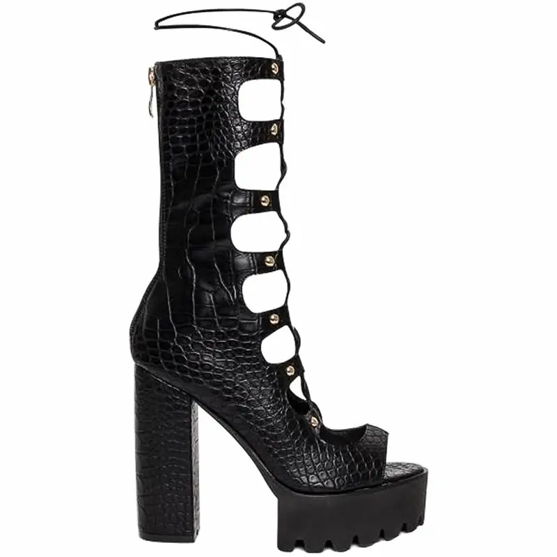 Женские ботинки Perixir модные летние на высоком каблуке шнуровке с перекрестной