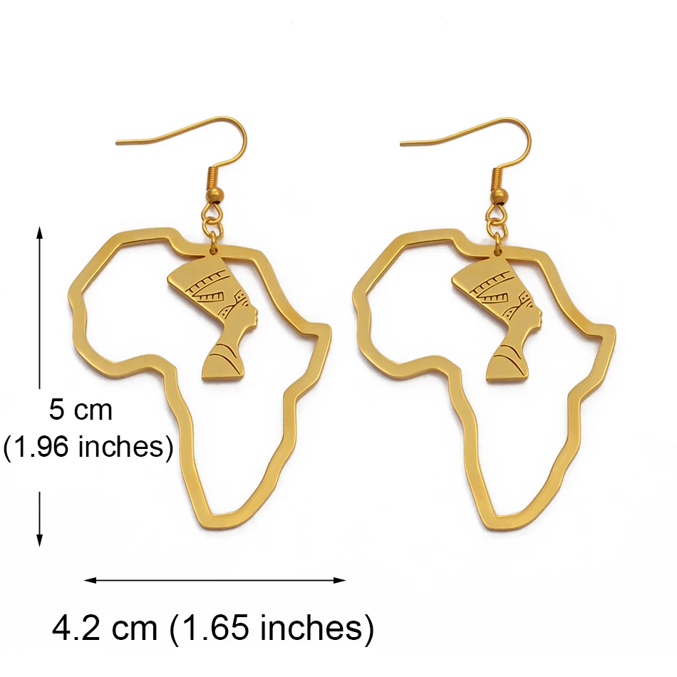 Anniyo цвета золота серьги из нержавеющей стали в виде египетской королевы Nefertiti