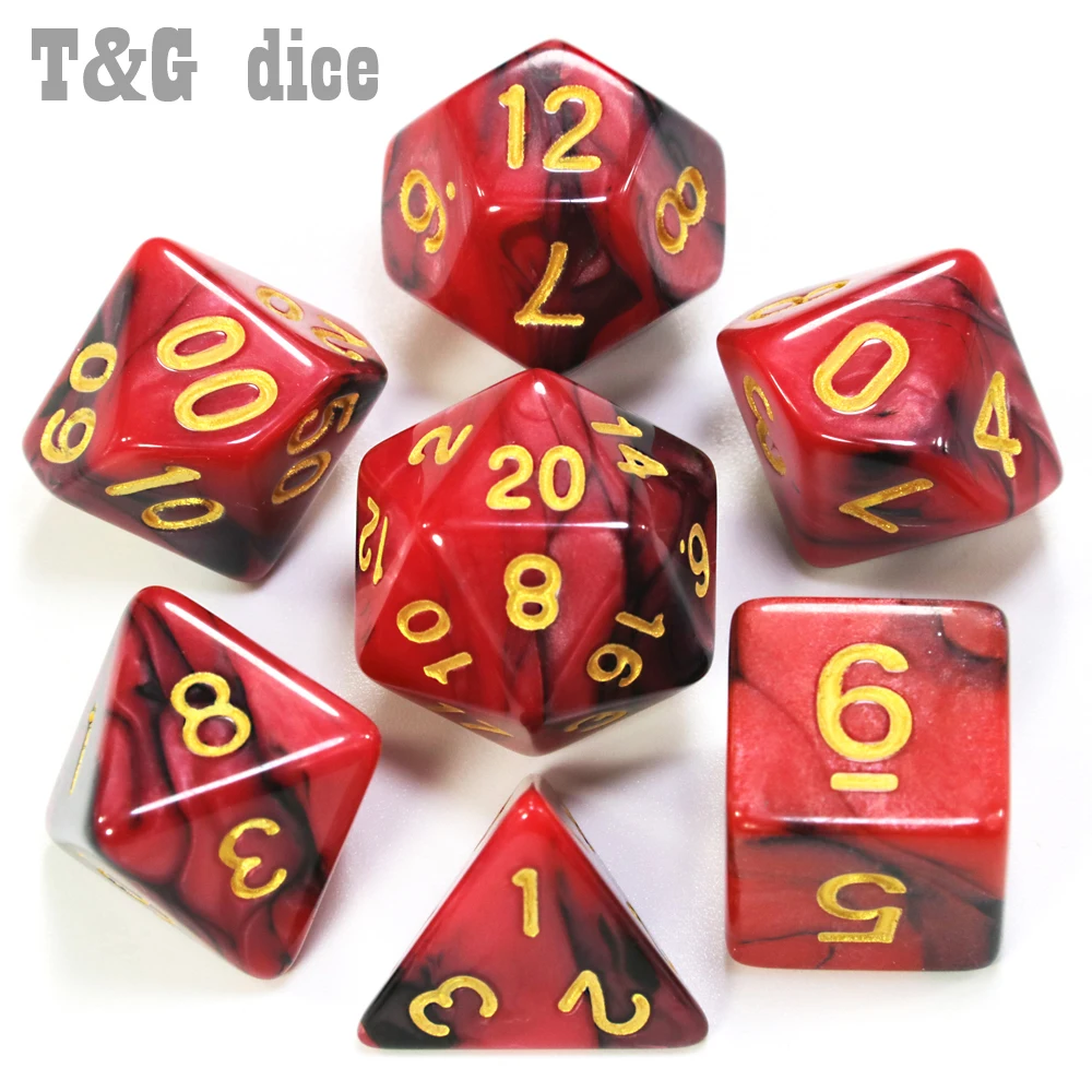 7 шт. игральные кости с сумкой красивого цвета DnD d4 d6 d8 d10 d % d12 d20 многогранная