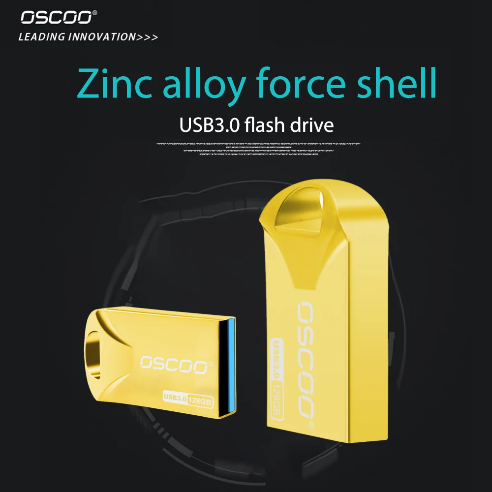 

OSCOO USB Flash Drive Mini Zinc Alloy Waterproof 16/32/64/128GB USB3.0 Disk High Speed Flash Drive for PC Laptop Tablet