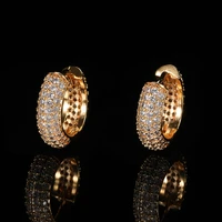 hip hop 1pair bling round zircon micro paved iced out rhinestone cz stone stud earring copper earrings for men womenjewelry