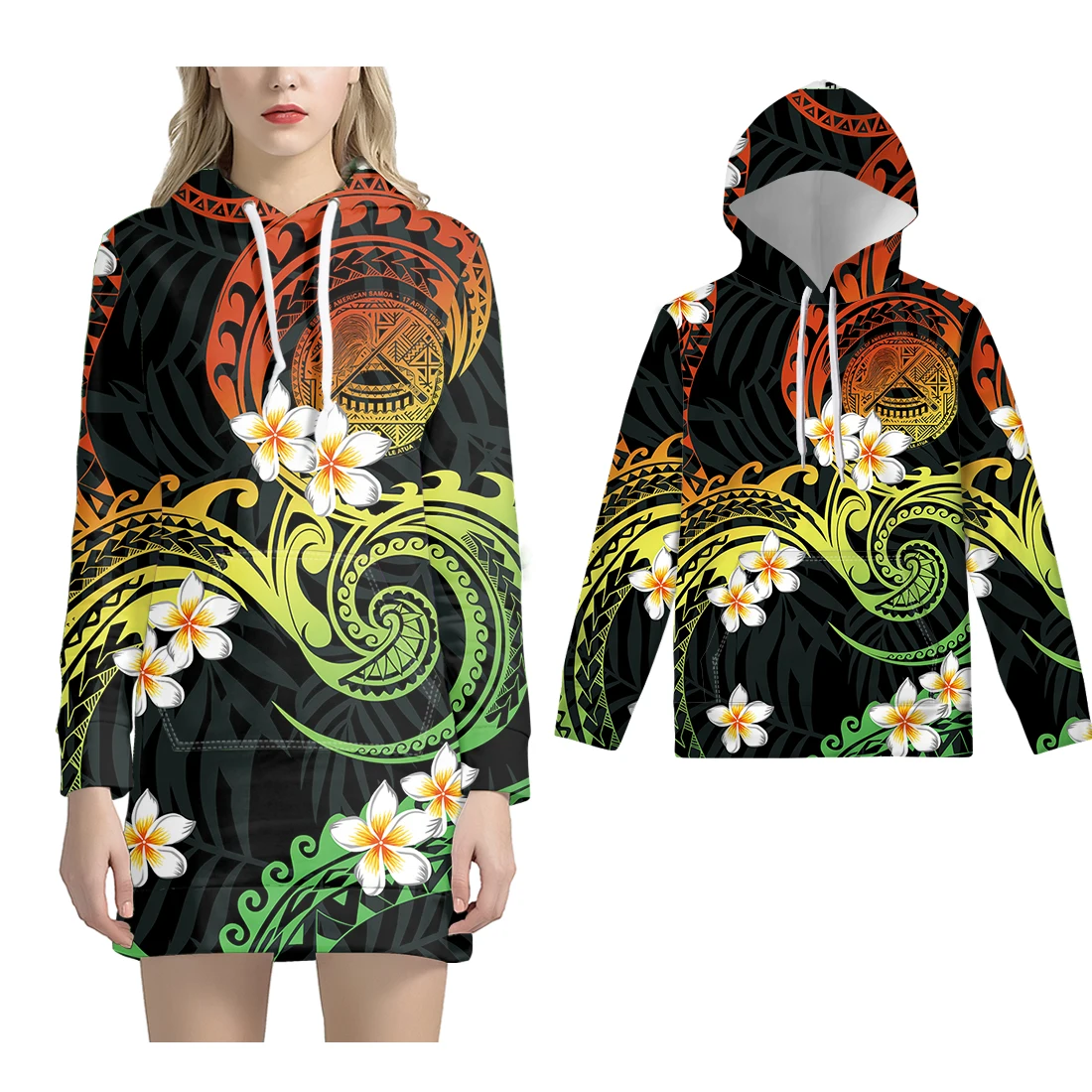 

NOISYDESIGNS Women Dress Hoodie Sweatshirt Tribal Print Samoan Family Sets For New Year Party Long Sleeve Polynesia Pullover