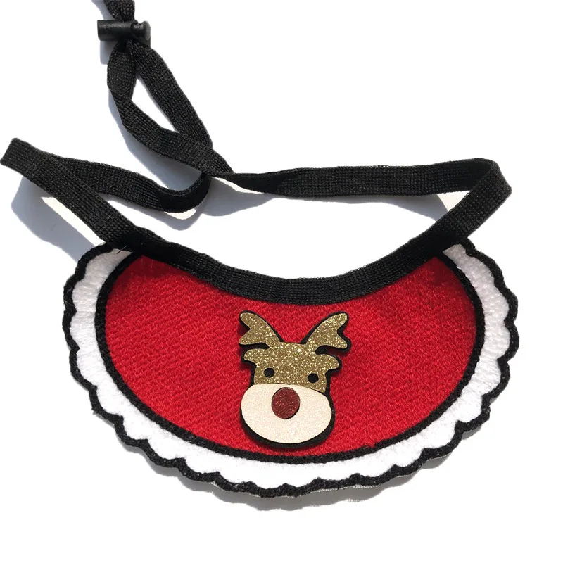 

Pet Dog Collar Saliva Towel Cat Dog Hand-Woven Pet Accessories Pet Triangle-Scarf Bib Dogs Christmas Elk Pattern Scarf