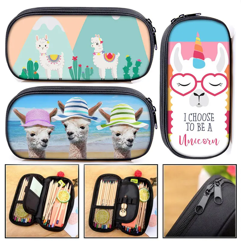 Bag Boys Girls Stationary Bag Llama Pencil Box Kids School Bags Supplies