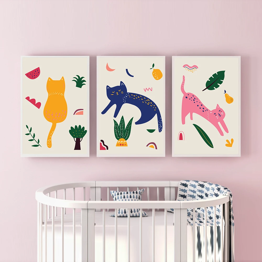

Colorful Cat Posters And Prints Canvas Oil Painting Wall Art Pictures For Living Room Kid's Bedroom Nursery Cuadros Home Decor
