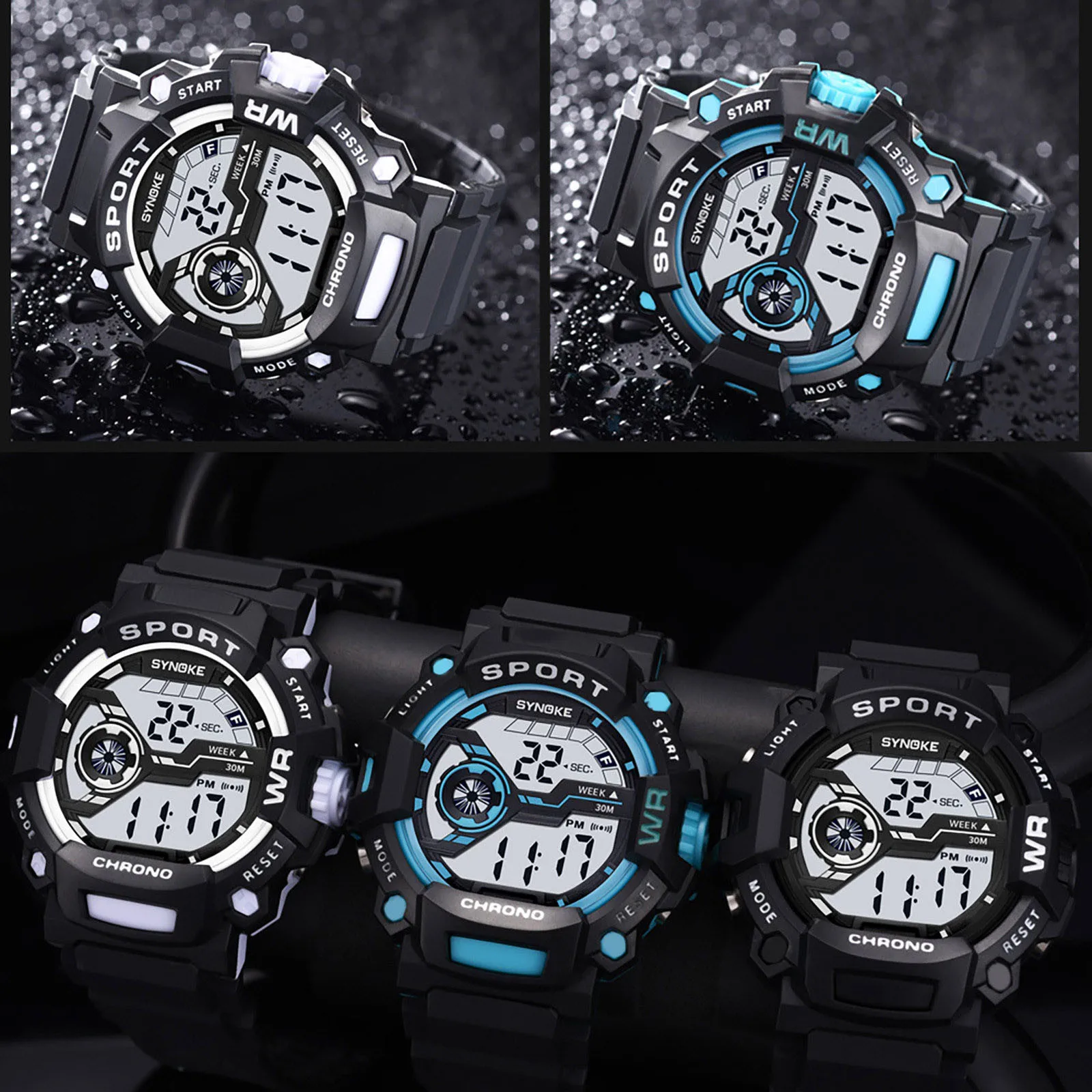 

Digital Watches Sports Fitness Multi Function Digital Watches Colorful Luminous Waterproof Chronograph Fitness