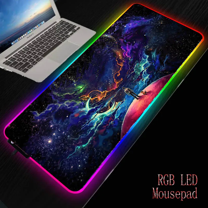 

Mairuige Moon Planet Space Stars Large Gaming Mouse Pad RGB LED Glowing Gamer Keyboard Mousepad Mice Mat for PC Computer Laptop