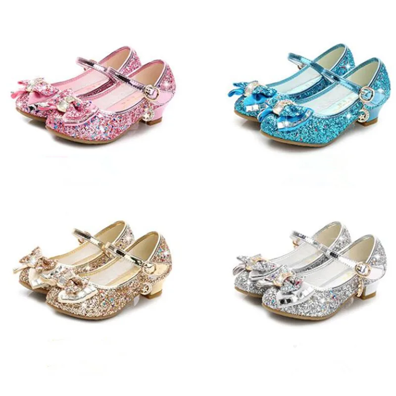 Shoes New Summer Girls Sequins Children Leathe Sandals Christmas Child High Heels Girls Princess Sandals Party Shoes 3-12 Years