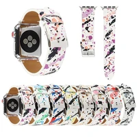 suitable for apple watch strap 3840mm 4244mm painted printed color graffiti microfiber artificial leather watchbands
