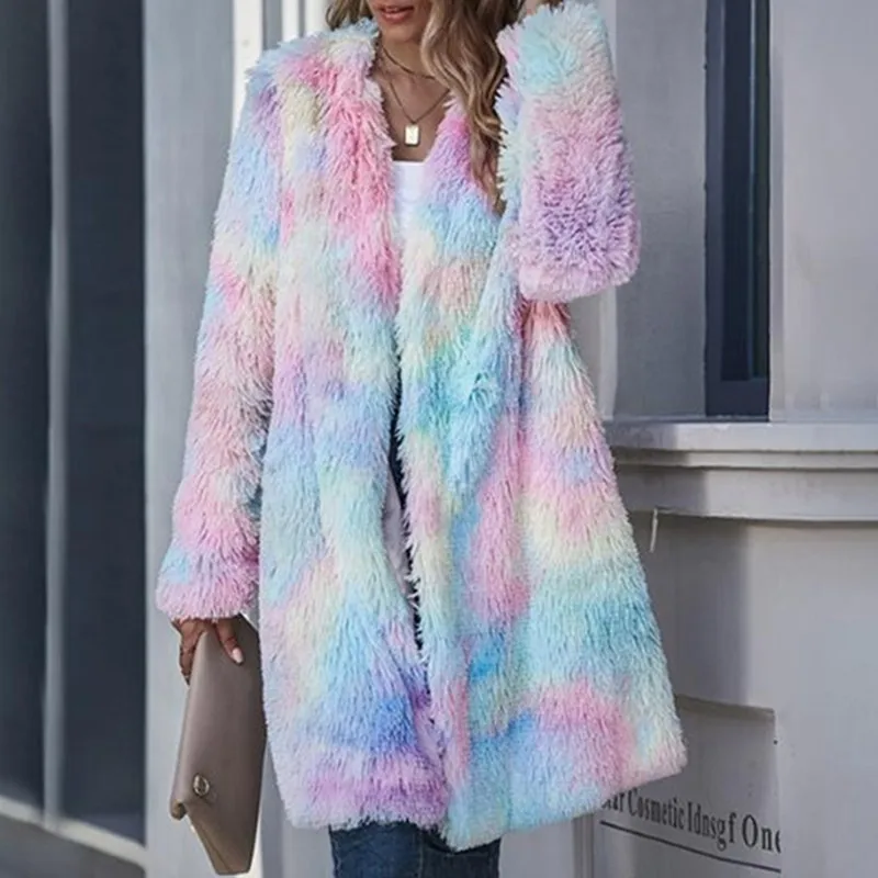 

2021 Autumn Long Winter Coat Woman Faux Fur Coat Women Warm Ladies Fur Jacket Female Plush Coat Plus Size Outwear