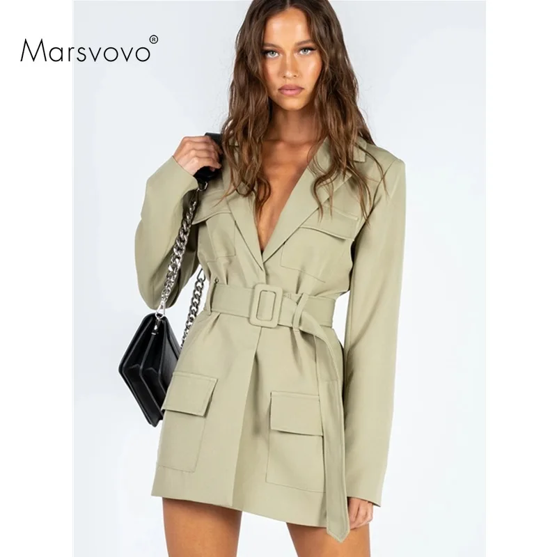 

Belt Women's Coats Solid Long Sleeve Jacket for Female Double-breasted Girl's Jackets 2021 Autumn Streetwear Women's Clothing