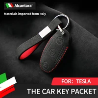 for tesla model3 modely modelx models alcantara full cover key shell car accessories