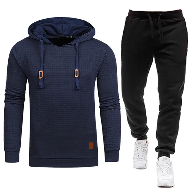 

2020 new track suit men's brand men's solid hooded sweatshirt + pants set men's hooded sweatshirt suit casual sportswear S-5XL f