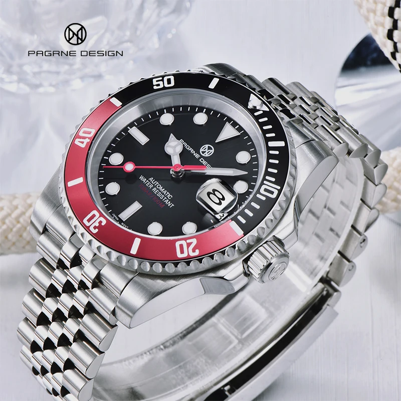 

2021 PAGRNE DESIGN New Luxury Fashion Men' Automatic Mechanical Sports Watch Japanese NH35 Movement Sapphire Glass Clock Watches
