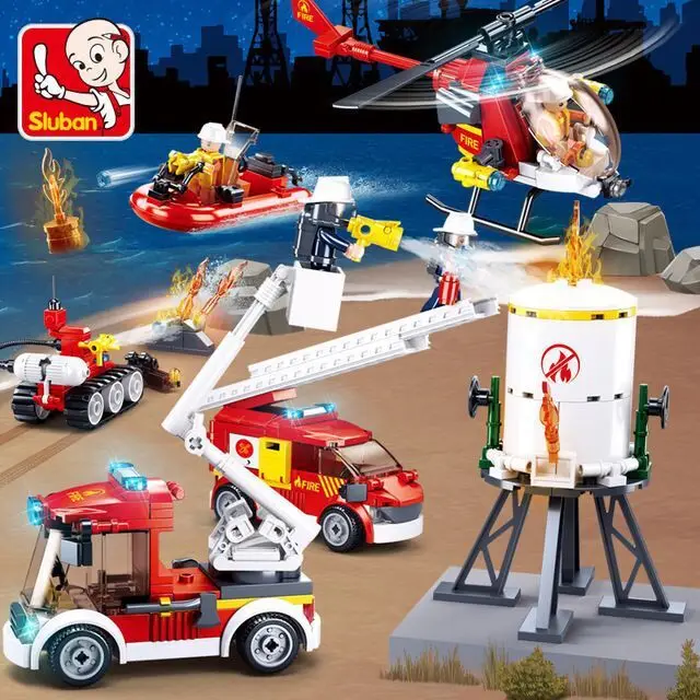 

Anti-series Fire Fighting Hero Airport Mountain Pioneer Fire Brigade Children's Puzzle Assembled Building Block Toys