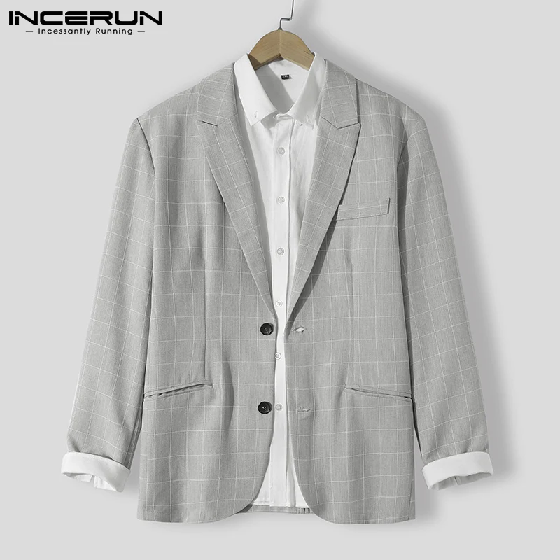 

2021 Men Striped Blazer Turn Down Collar Harajuku Streetwear Button Long Sleeve Men Suits Elegant Casual Coats INCERUN S-5XL