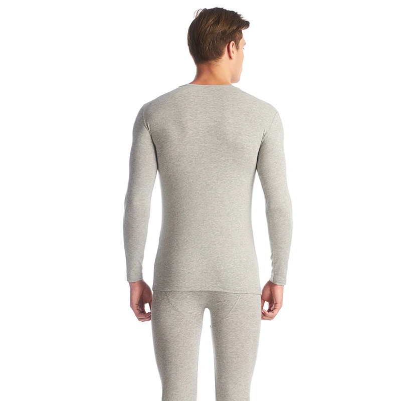 THREEGUN Lycra Cotton Long Johns Мужская круглая шея Термическое нижнее белье Дышащая зимняя одежда Мужские бесшовные теплые доны Плюс Размер