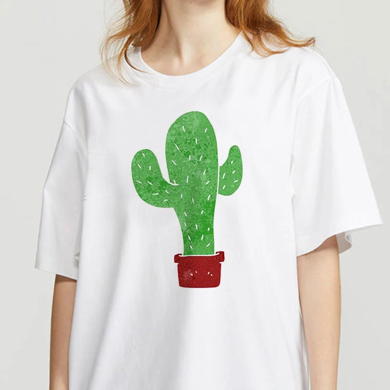 

Women's T-shirt Funny Cactus Print T-shirt Fashion Female Tee Top Graphic Female T shirts Female Tumblr Clothing