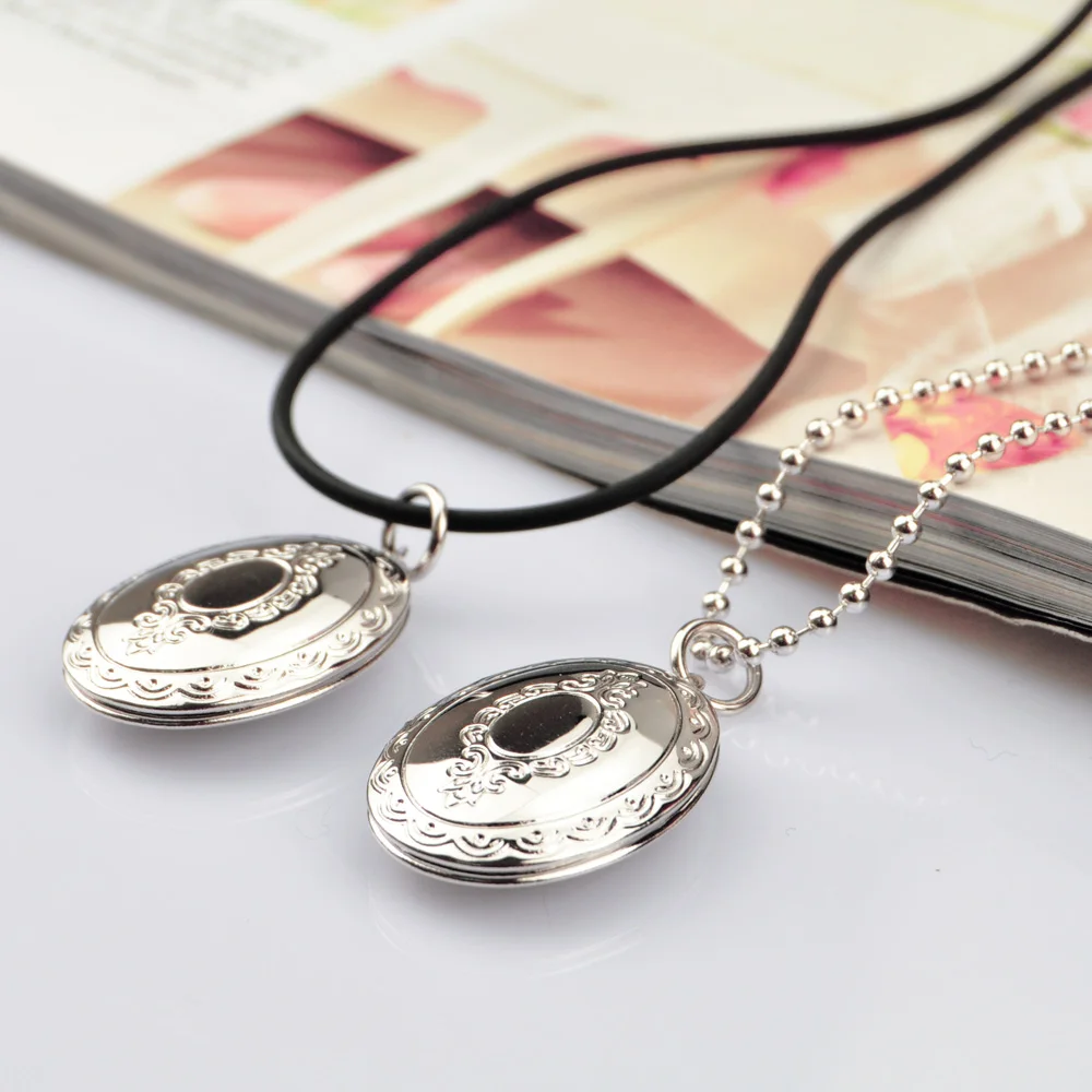 Изящный овальный резной цветок в полоску медальон кулон ожерелье женское