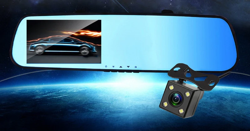 Автомобильный видеорегистратор с двумя объективами 4 3 дюймов видеокамера