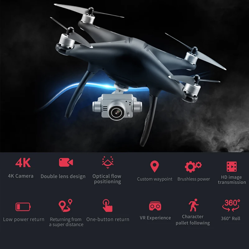 

FPV Drone GPS 4K Professional Brushless Rc Quadcopter 5G Follow Me Selfie Quadrocopter Adjustable Camera Drone VS ex4 flymax X6