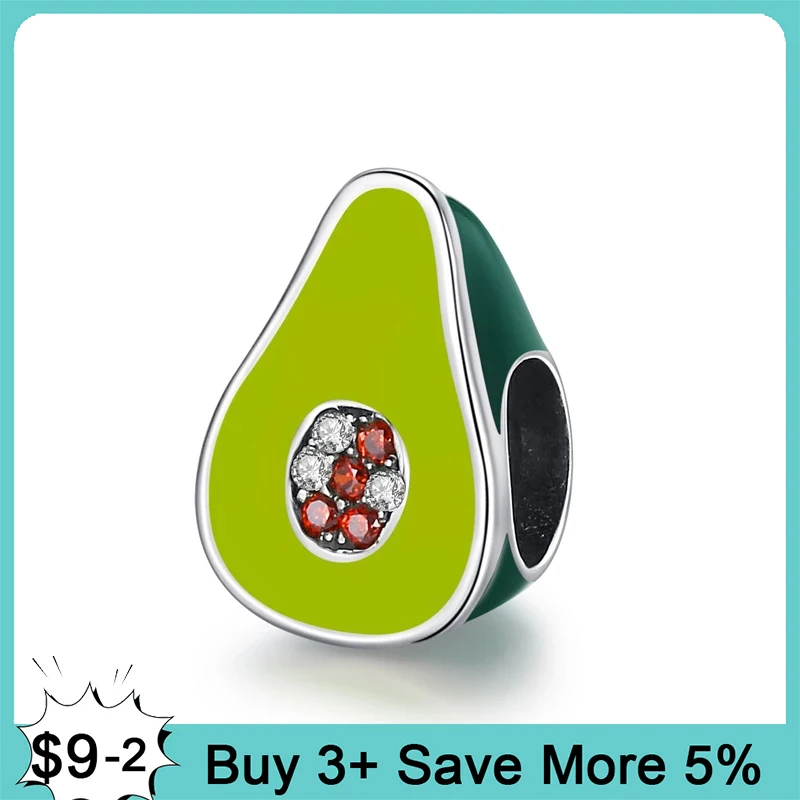 

Женские серебряные бусины с зеленой эмалью, бусины в виде авокадо с фруктами, подходят для оригинального браслета Pandora, серебряные бусины дл...