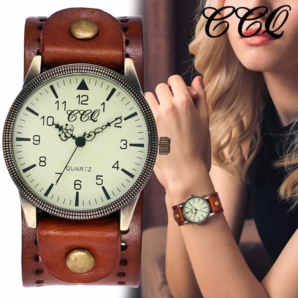 Женские Мужские винтажные часы из коровьей кожи повседневные женские мужские