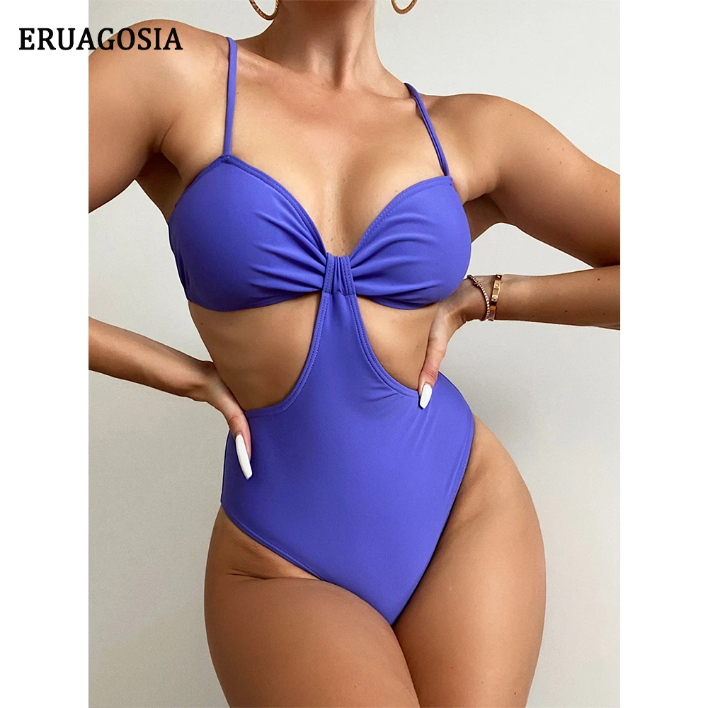 

Женский сплошной купальник-монокини, с вырезами и открытой спиной, пляжная одежда, купальный костюм с пуш-ап